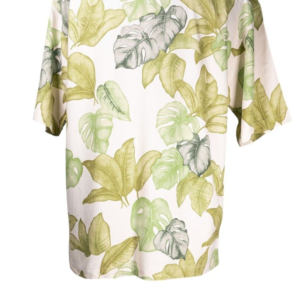 Hilo Hattie Mens Hawaiian Shirt Small Green Floral 100% Silk Aloha Beach Resort - Picture 8 of 8
